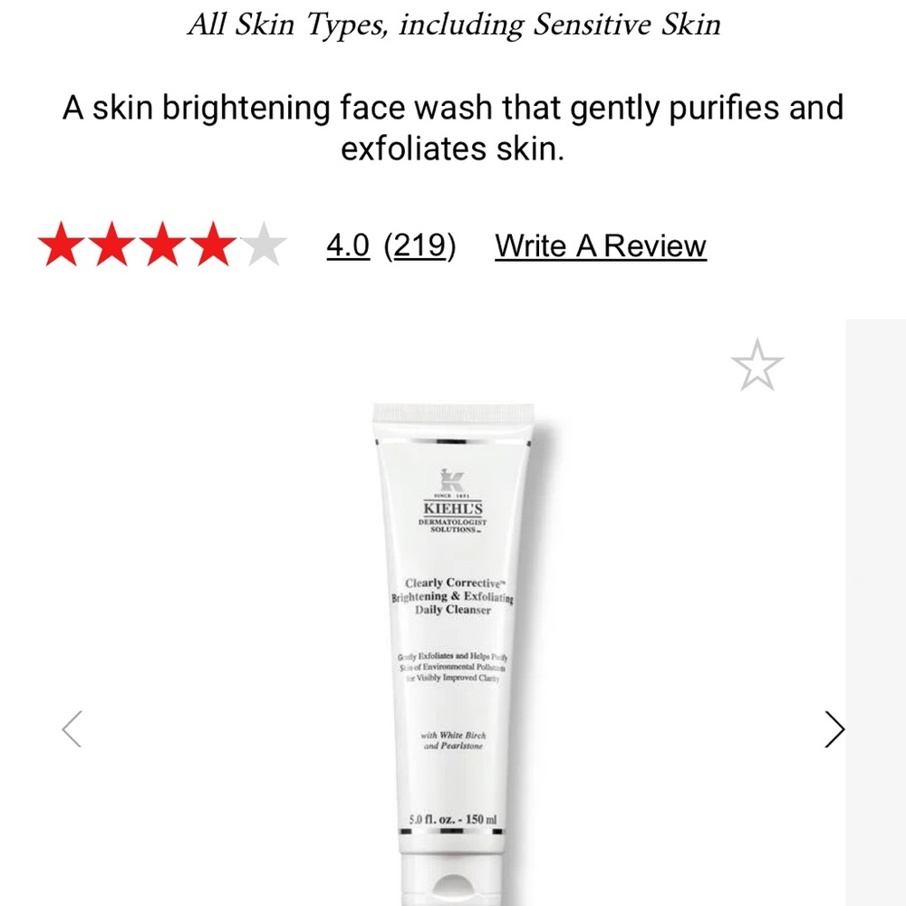 Kiehl’s Clearly Corrective Brightening & Exfoliating Daily Cleanser - NWT
